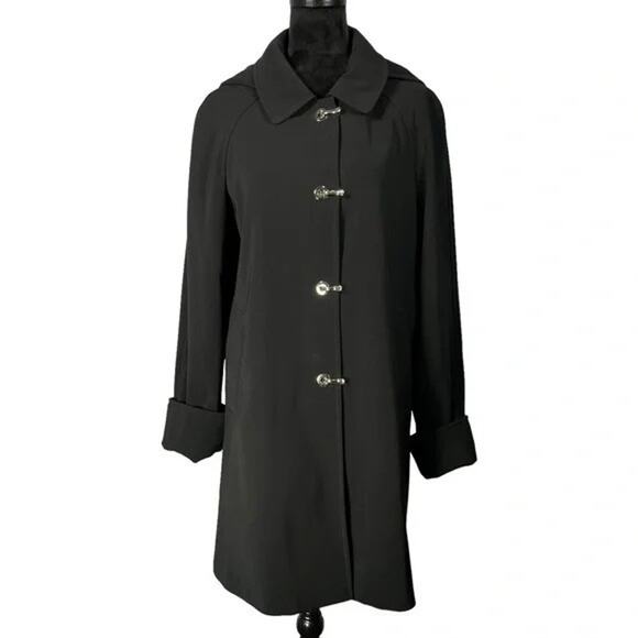 London Fog Jackets & Blazers - London Fog Classic City Black Midi Lined Trench Raincoat 129